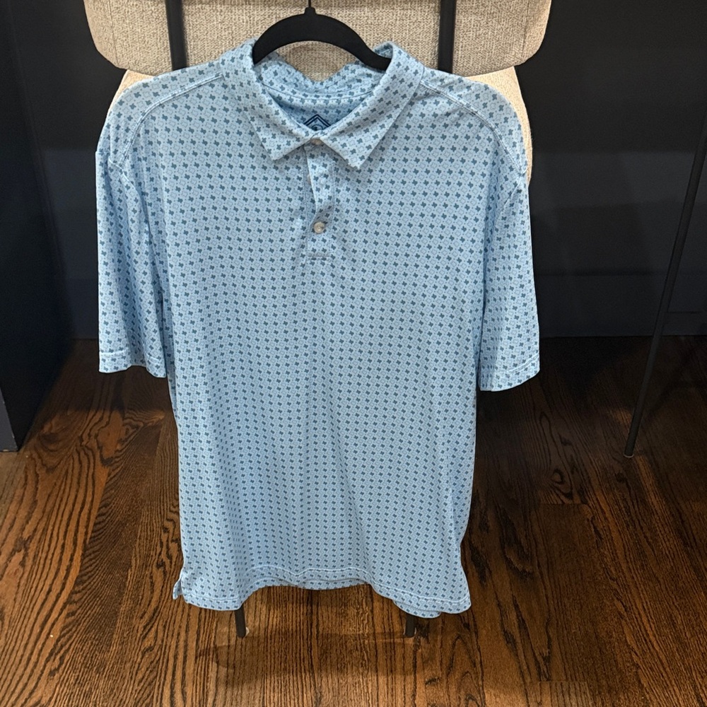 BURLEBO Sky Blue Texas Polo Shirt SZ L